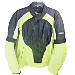 Motorcycle Jacket Bilt Men's Large Yellow Black Padded Armored Hi-Viz Moto Sport